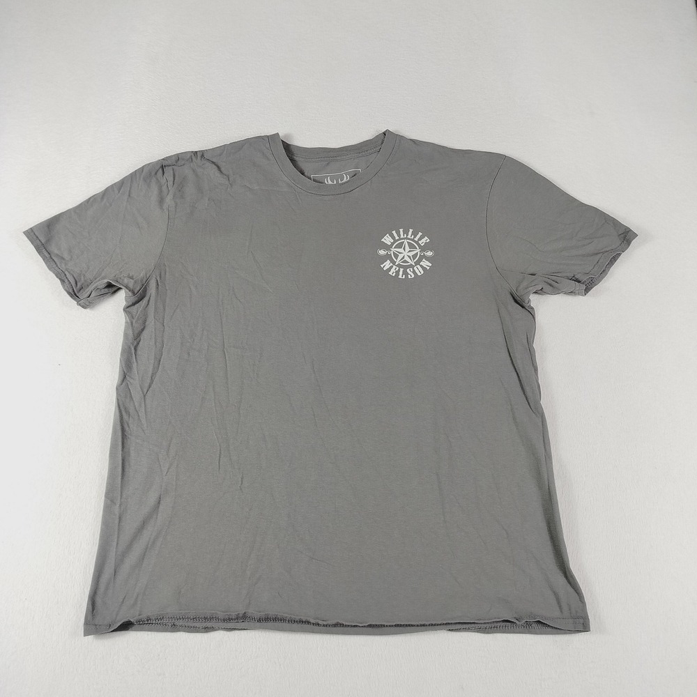 Willie Nelson Shirt‎ Mens XL Gray On The Road Again Tour Buck Wear Music Tee